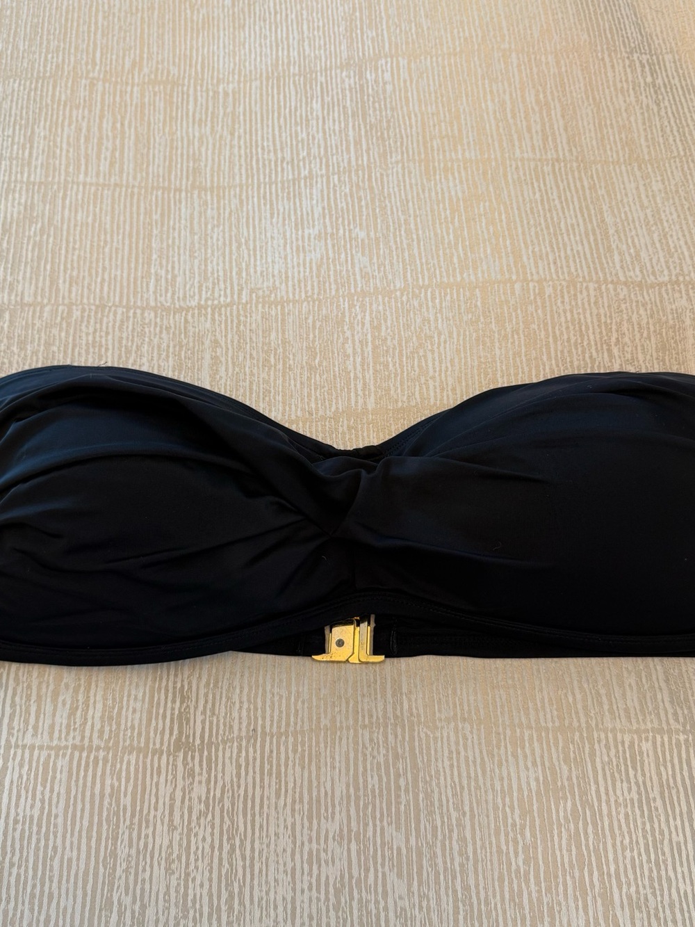 Swimsuits For All Black Bandeau Bikini Top with Gold Accent